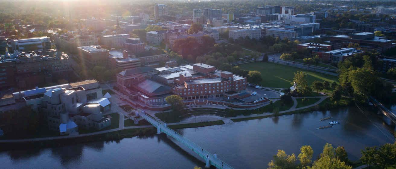 View of Iowa City and the Iowa River from above